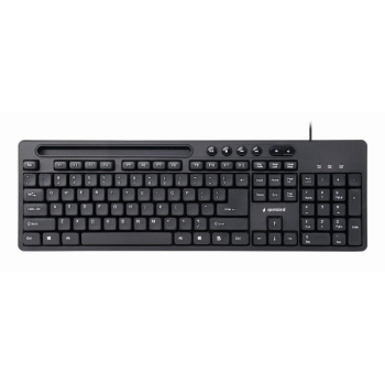TASTATURA GEMBIRD USB, multimedia 104 taste + 6 taste multimedia, cu stand telefon, black KB-UM-108 (timbru verde 0.8 lei) 