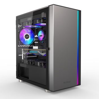 CARCASA PCCOOLER, Middle Tower, mATX, ITX, fara sursa, sticla securizata, 1 ventilator inclus ARGB, negru, USB 3.2 gen 1 x 1, USB 2.0 x 2, mic, audio, LM300G ARGB 