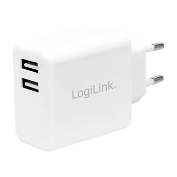 ALIMENTATOR retea 220V LOGILINK, universal, 2 x USB-A, maxim 2.4A, 12W, suport OCP/OVP/OHP/SCP, alb, PA0210W (timbru verde 0.18 lei) 