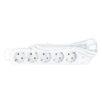 PRELUNGITOR LOGILINK, Schuko x 5, cablu 3G 1.5mm2, 230V/16A, 50 Hz, max. 3600 W, buton intrerupator iluminat, IP20, 1.5m, alb LPS246 (include TV 0.80lei) 
