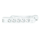 PRELUNGITOR LOGILINK, Schuko x 5, USB x 2 5V/2.1A (10.5 W), cablu 3G 1.5mm2, 230 V/16 A, 50 Hz, max. 3600 W, buton intrerupator iluminat, IP20, 1.5m, alb LPS249U (include TV 0.80lei) 