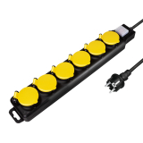 PRELUNGITOR LOGILINK, Schuko x 6, conectare prin Schuko (T), cablu 1.5 m, 16 A, protectie stropire cu apa, negru/ galben, LPS256 (timbru verde 0.18 lei) 
