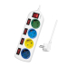 PRELUNGITOR LOGILINK, Schuko x 4, conectare prin Schuko (T), cablu 1.5 m, 16 A, protectie copii, alb/ multicolor, LPS257 (timbru verde 0.18 lei) 
