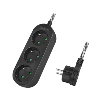 PRELUNGITOR LOGILINK, Schuko x 3, conectare prin Schuko (T), cablu 1.5 m, 16 A, protectie copii, alb/ negru, LPS261 (timbru verde 0.18 lei) 