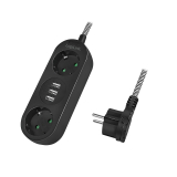 PRELUNGITOR LOGILINK, Schuko x 2, conectare prin Schuko (T), USB x 3, cablu 1.5 m, 16 A, fara protectie, negru, LPS262U (timbru verde 0.18 lei) 