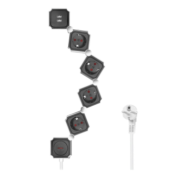 PRELUNGITOR LOGILINK, Schuko x 4, conectare prin Schuko (T), USB x 2, cablu 1.5 m, 16 A, protectie copii, on / off, alb / negru, (timbru verde 0.18 lei) LPS276U