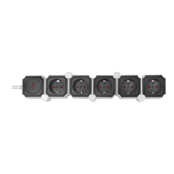 PRELUNGITOR LOGILINK, flexibil 180 grade, Schuko x 5, cablu 3G 1.5mm2, 230 V/16 A, 50 Hz, max. 3600 W, buton intrerupator iluminat, IP20, 1.5m, alb/negru LPS277 (include TV 0.80lei) 