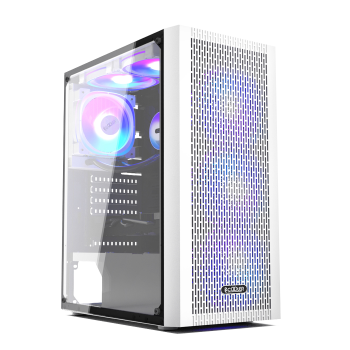 CARCASA PCCOOLER, Middle Tower, ATX, fara sursa, sticla securizata, 3 ventilatoare incluse, iluminare ARGB, alb, USB 3.2 gen 1 x 1, USB 2.0 x 2, mic, audio, MA100 MESH W CARCASA PCCOOLER, Middle Tower, ATX, fara sursa, sticla securizata, 3 ventilatoare incluse, iluminare ARGB, alb, USB 3.2 gen 1 x 1, USB 2.0 x 2, mic, audio, MA100 MESH W