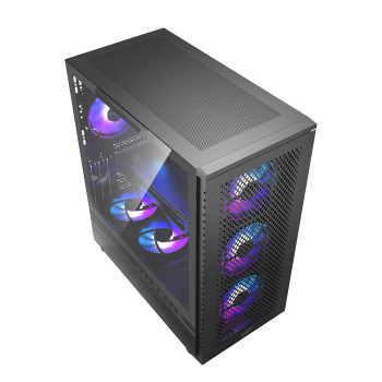 CARCASA PCCOOLER, Tower, ATX, fara sursa, sticla securizata, 3 ventilatoare incluse, iluminare ARGB, negru, USB 3.2 gen 1 x 1, USB 2.0 x 2, mic, audio, ME200 MESH BK 