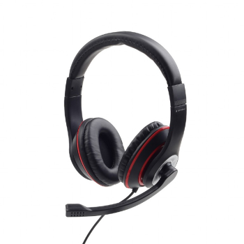 CASTI Gembird, cu fir, standard, utilizare multimedia, call center, microfon pe brat, conectare prin Jack 3.5 mm, red / negru, MHS-03-BKRD, (timbru verde 0.8 lei) 