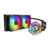 COOLER Cooler Master MASTERLIQUID 240 ATMOS, racire lichid, skt. Intel LGA 1700/1200/115x, AMD AM5/AM4, radiator aluminiu, pompa , fan 2x120mm, 2500rpm, conector 4-pin PWM, ARGB, negru, MLX-D24M-A2 