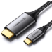 CABLU video Ugreen, MM142 USB Type-C (T) la HDMI (T), rezolutie maxima 4K UHD (3840 x 2160) la 60 Hz, 1.5m, braided, negru 50570 (timbru verde 0.8 lei) - 6957303855704 