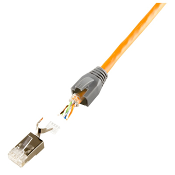 MUFA RJ-45 LOGILINK pt. cablu UTP, FTP, SFTP, Cat5e | Cat6 | Cat6a | Cat7 | Cat7a | Cat8.1, RJ-45 (T), ecranat, plastic cu metal, 50 buc, MP0033 