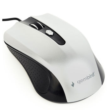 MOUSE GEMBIRD, PC sau NB, cu fir, USB, optic, 1200 dpi, butoane/scroll 4/1, , negru / gri, MUS-4B-01-BS (timbru verde 0.18 lei) 