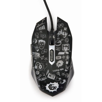 MOUSE GEMBIRD, gaming, cu fir, USB, optic, 3600 dpi, butoane/scroll 6/1, iluminare, cablu 1.5m, negru, MUS-6B-GRAFIX-01 (timbru verde 0.18 lei) 