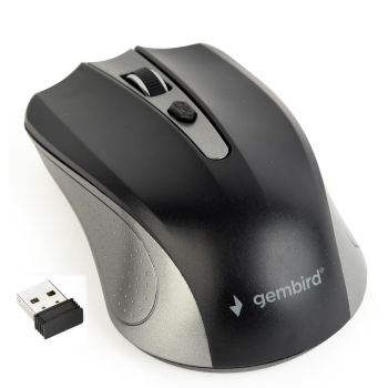 MOUSE GEMBIRD, PC sau NB, wireless, 2.4GHz, optic, 1600 dpi, butoane/scroll 4/1, , negru / gri, MUSW-4B-04-GB (timbru verde 0.18 lei) 