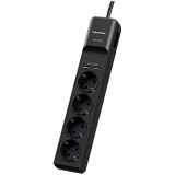 CyberPower PRELUNGITOR CYBER POWER, Schuko x 4, conectare prin Schuko (T), USB x 2, cablu 1.8 m, 10 A, protectie supratensiune, negru, P0420SUDO-DE (timbru verde 0.18 lei) 