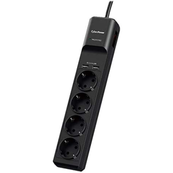 CyberPower PRELUNGITOR CYBER POWER, Schuko x 4, conectare prin Schuko (T), USB x 2, cablu 1.8 m, 10 A, protectie supratensiune, negru, P0420SUDO-DE (timbru verde 0.18 lei) 