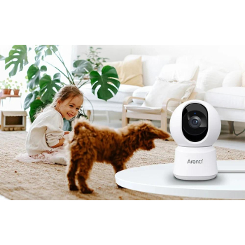 Camera supraveghere Arenti, 2.5K, 4 MP, mini, wireless 2.4 GHz, 5 GHz, stocare in cloud optional, card MicroSD max 128 GB, interior, audio bidirectional, compatibil Alexa si Google Assistant, 355grade pan si tilt, 