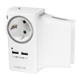 PRIZA LOGILINK, Schuko x 1, conectare prin Schuko (T), USB x 2, 16 A, protectie supratensiune, protectie copii, alb, PA0165 (include TV 0.8lei) 