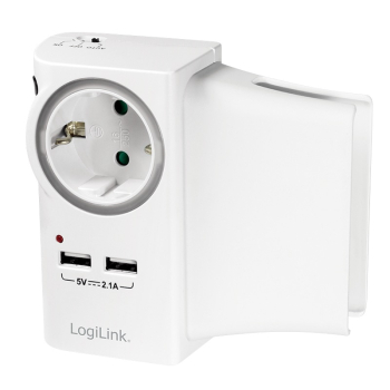 PRIZA LOGILINK, Schuko x 1, conectare prin Schuko (T), USB x 2, 16 A, protectie supratensiune, protectie copii, alb, PA0165 (include TV 0.8lei) 
