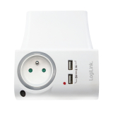 ADAPTOR LOGILINK, Socket tip E x 1, USB x 2 5V/2.1A, 230V, 50 Hz, max. 16A, IP20, suport telefon/tableta, iluminare LED, alb PA0166 (include TV 0.18lei) 