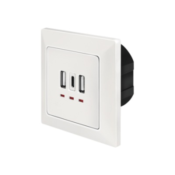 PRIZA LOGILINK, de perete, 2 x USB-A 5V/2.4A, 1 x USB-C 5V/3A, ingropata, martori LED, alb, PA0254 (timbru verde 0.18 lei) 