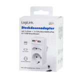 PRIZA LOGILINK, Schuko x 1, Euro Socket x 1, USB x 2 5 V/2.1 A, max. 10.5 W, 230 V/16 A, 50 Hz, max. 3680 W, IP20, LED activate, alb PA0276 (include TV 0.18lei) 