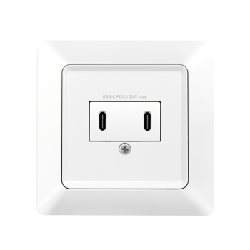 PRIZA LOGILINK, pentru perete, Schuko x 1, 2xUSB-C PD 25W , 230V AC, 50 Hz, 16A, protectie IP20, adancime 35mm, alb, 