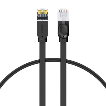 PATCH CORD UTP Baseus Cat6, fire din cupru, flat cable, viteza maxima 1 Gbps, PVC, 1m, negru PCWL-B01 (timbru verde 0.08 lei) - 6953156217072 