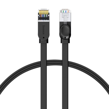 PATCH CORD UTP Baseus Cat6, fire din cupru, flat cable, viteza maxima 1 Gbps, PVC, 3m, negru PCWL-C01 (timbru verde 0.08 lei) - 6953156217096 
