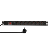PDU LOGILINK 1U pt. rack 19 inch, 7 prize Schuko, intrare Schuko, max 16 A, protectie supratensiune, on/off, 2 m, PDU7C01 (timbru verde 0.8 lei) 