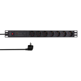PDU LOGILINK 1U pt. rack 19 inch, 7 prize Schuko, intrare Schuko, max 16 A, ON/OFF, prot. suprasarcina, filtru de linie, IP20, 2 m, negru, 