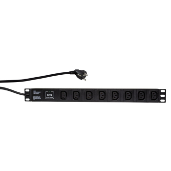 PDU LOGILINK 1U pt. rack 19 inch, 8 prize IEC, intrare Schuko, max 16 A, protectie supratensiune, 2 m, PDU8A01 (timbru verde 0.8 lei) 