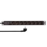 PDU LOGILINK 1U pt. rack 19 inch, 7 prize Schuko, intrare Schuko, max 16 A, ON/OFF, prot. suprasarcina, filtru de linie, IP20, 2 m, negru, 