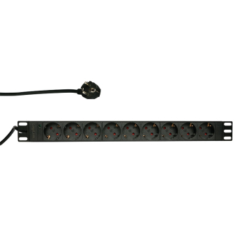 PDU LOGILINK 1U pt. rack 19 inch, 9 prize Schuko, intrare Schuko, max 16 A, 2 m, PDU9C03 (timbru verde 0.8 lei) 