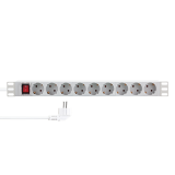 PDU LOGILINK 1U pt. rack 19 inch, 9 prize Schuko, intrare Schuko, max 16 A, ON/OFF, IP20, 2 m, gri, 