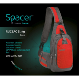 RUCSAC SPACER Sling, nylon,1 bretea, 2 compartimente principale,1 buzunar frontal, 1 buzunar lateral, 35x18x7cm, water resistant, red, SPB-SLING-RED