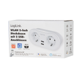 PRIZA INTELIGENTA LOGILINK, Wi-Fi Smart,Schuko x 2, USB x 2 5V/2.4A max. 12W,prot. Supracurent / supratensiune, IP20, compatibil TUYA, Amazon Alexa si Google Home, alb SH0102 (include TV 0.18lei) 