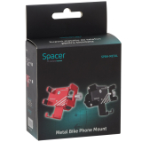 SUPORT Bicicleta SPACER pt. SmartPhone, fixare de ghidon, Metalic, rosu, cheie de montare, SPBH-METAL-RED 