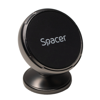 SUPORT auto magnetic SPACER pt. SmartPhone, fixare prin adeziv, Magnetic, 4 SuperMagneti N50, Brat Telescopic,rotire 360 grade, negru, 