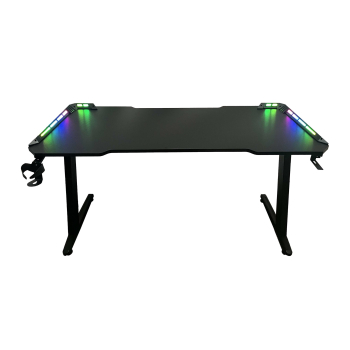 BIROU GAMING Spacer, dimensiuni 1400 x 600 x 18 mm, blat MDF invelit in fibra de carbon, suport casti, suport cana/pahar, picioare reglabile manual, RGB, telecomanda wireless 46501472 SPGD-RGB-140-01 