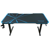 BIROU GAMING Spacer, dimensiuni 1400 x 600 x 18 mm, blat MDF invelit in fibra de carbon cu mousepad pe toata suprafata, suport casti si cana metalice, picioare reglabile manual, RGB, telecomanda wirel 
