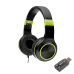 CASTI Spacer, cu fir, standard, utilizare multimedia, microfon pe fir, pliabile, banda ajustabila, conectare prin adaptor USB 2.0 sau Jack 3.5 mm x 2, negru&verde, SPHS-PEARL-GR-USB, (timbru verde 0 