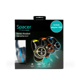 CASTI Spacer, cu fir, standard, utilizare multimedia, microfon pe fir, pliabile, banda ajustabila, conectare prin adaptor USB 2.0 sau Jack 3.5 mm x 2, negru&verde, SPHS-PEARL-GR-USB, (timbru verde 0 