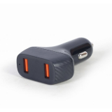 ALIMENTATOR auto GEMBIRD, 2 x USB QC3.0 la 3.6-6.5V/3A, 36W (2 x 18W), pt. bricheta auto, black, TA-U2QC3-CAR-01 (timbru verde 0.18 lei) 