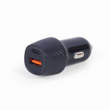 ALIMENTATOR auto GEMBIRD, 1 x USB-C PD 18W, 1 x USB-A QC 18W, pt. bricheta auto, black, TA-U2QC3-CAR-02 (timbru verde 0.18 lei) 