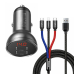 INCARCATOR auto Baseus Digital Display, Quick Charge 24W, 2 x USB 5V/4.8A, contine cablu 3 in 1: USB la USB Type-C, microUSB si Lightning de 1.2m, gri TZCCBX-0G (timbru verde 0.8 lei) - 695315621540 