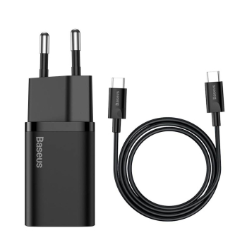 INCARCATOR retea Baseus Super Si, Quick Charge 25W, 1 x USB Type-C 5V/3A max, include cablu USB Type-C la USB Type-C 1m, negru TZCCSUP-L01 (timbru verde 0.18 lei) - 6953156206021 