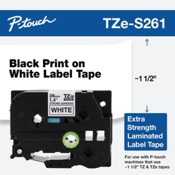 Brother TZE-S261 LAMINATED TAPE 36 MM/BLACK ON WHITE / EXTRA STRONG TZES261